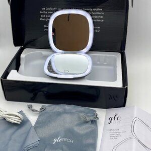 GLO TECH LED COMPACT Magnifying Small Mirror 1X & 10X Travel 4” BLACK
